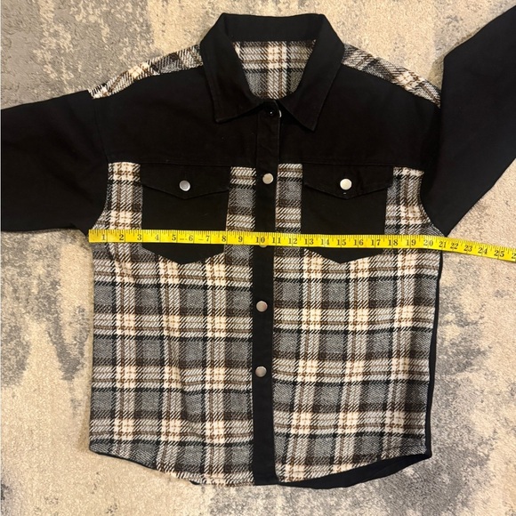 Source Unknown Black and White Plaid Jean Jacket - Picture 4 of 5